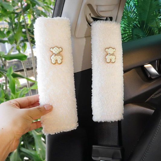 Plush Tiny Bear Badge Seat Belt Cover