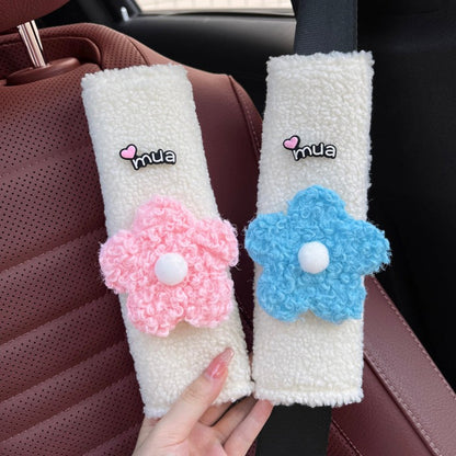 Fuzzy Colorful Flower Seat Belt Cover