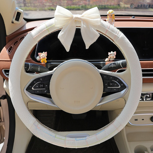 Lovely Ribbon Linen Steering Wheel Cover