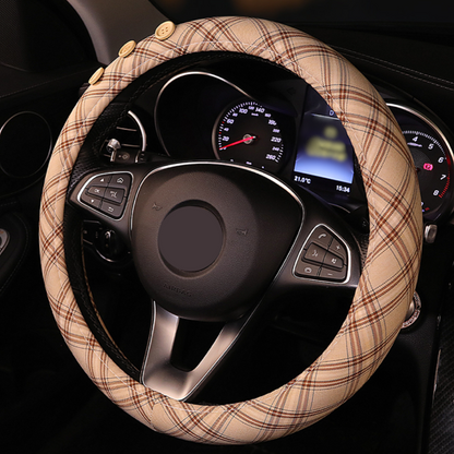 Retro Vibes Checkered Steering Wheel Cover