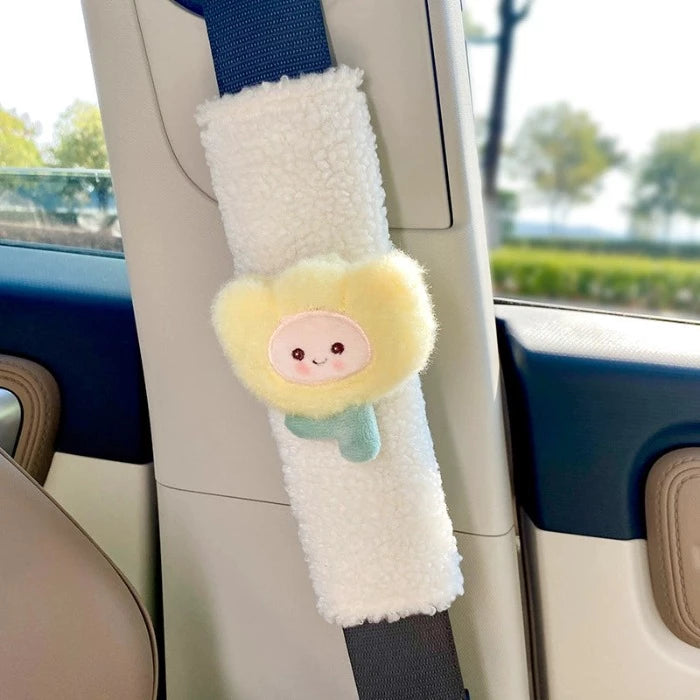 Plush Cute Colorful Flower Seat Belt Cover