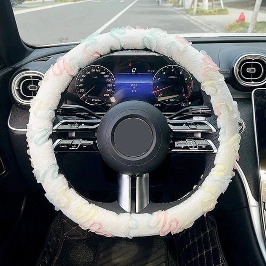 Plush Colorful  Lace Steering Wheel Cover