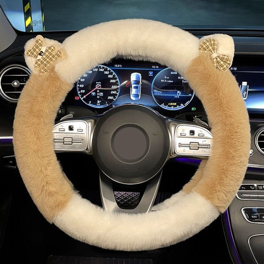 Fluffy Lesser Panda Ear Steering Wheel Cover
