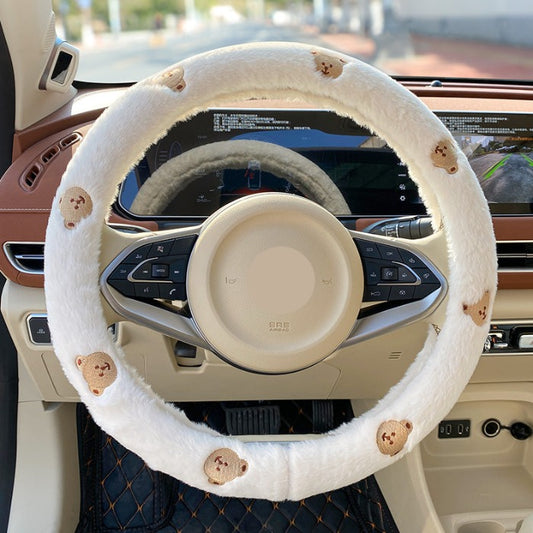 Plush Cute Bear-Patterned Steering Wheel Cover