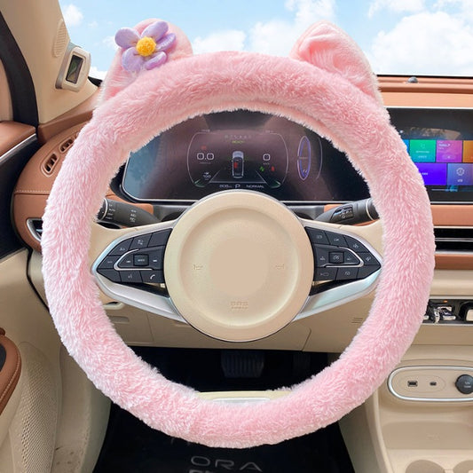 Plush Pink Piglet Steering Wheel Cover