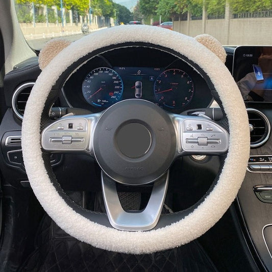 Plush Bear Ear Steering Wheel Cover