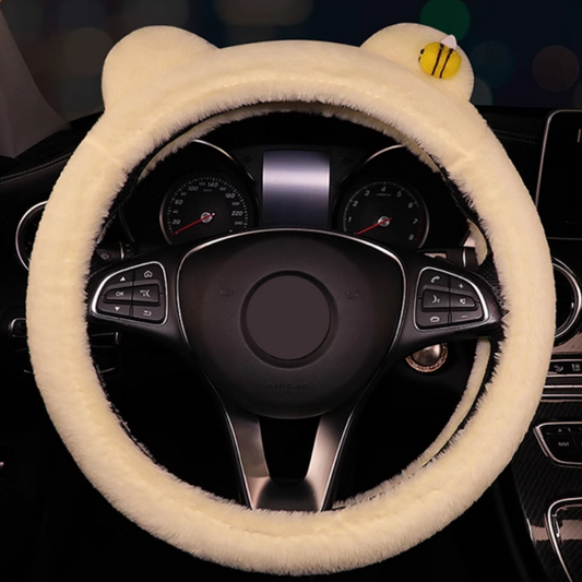 Plush Yellow Bee Steering Wheel Cover