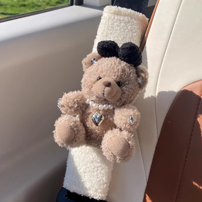 Plush Charming Bear Seat Belt Cover