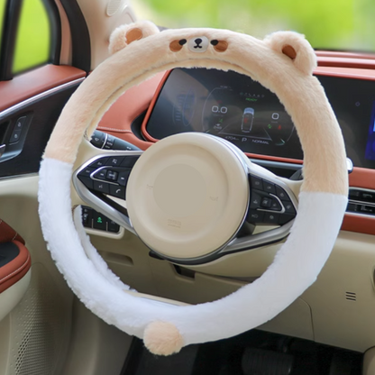 Plush Brown Bear Steering Wheel Cover
