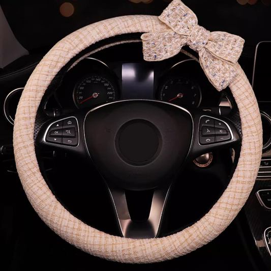 Charming Ribbon Linen Steering Wheel Cover