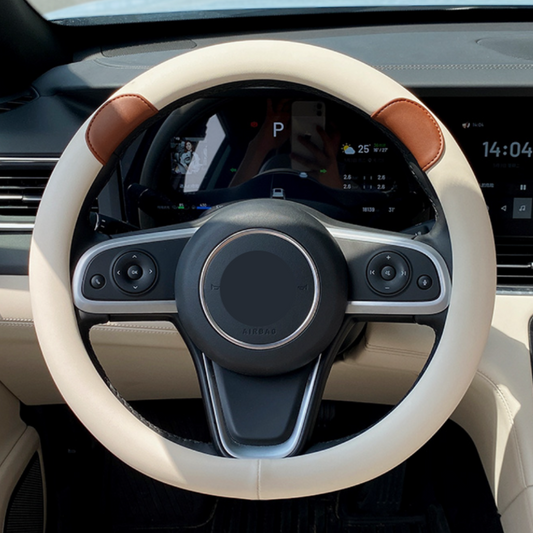 Simple Bear Ear Leather Steering Wheel Cover