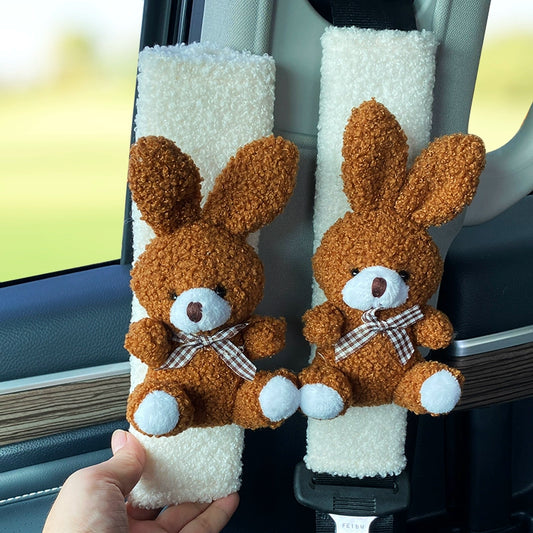 Plush Brown Bunny Seat Belt Cover